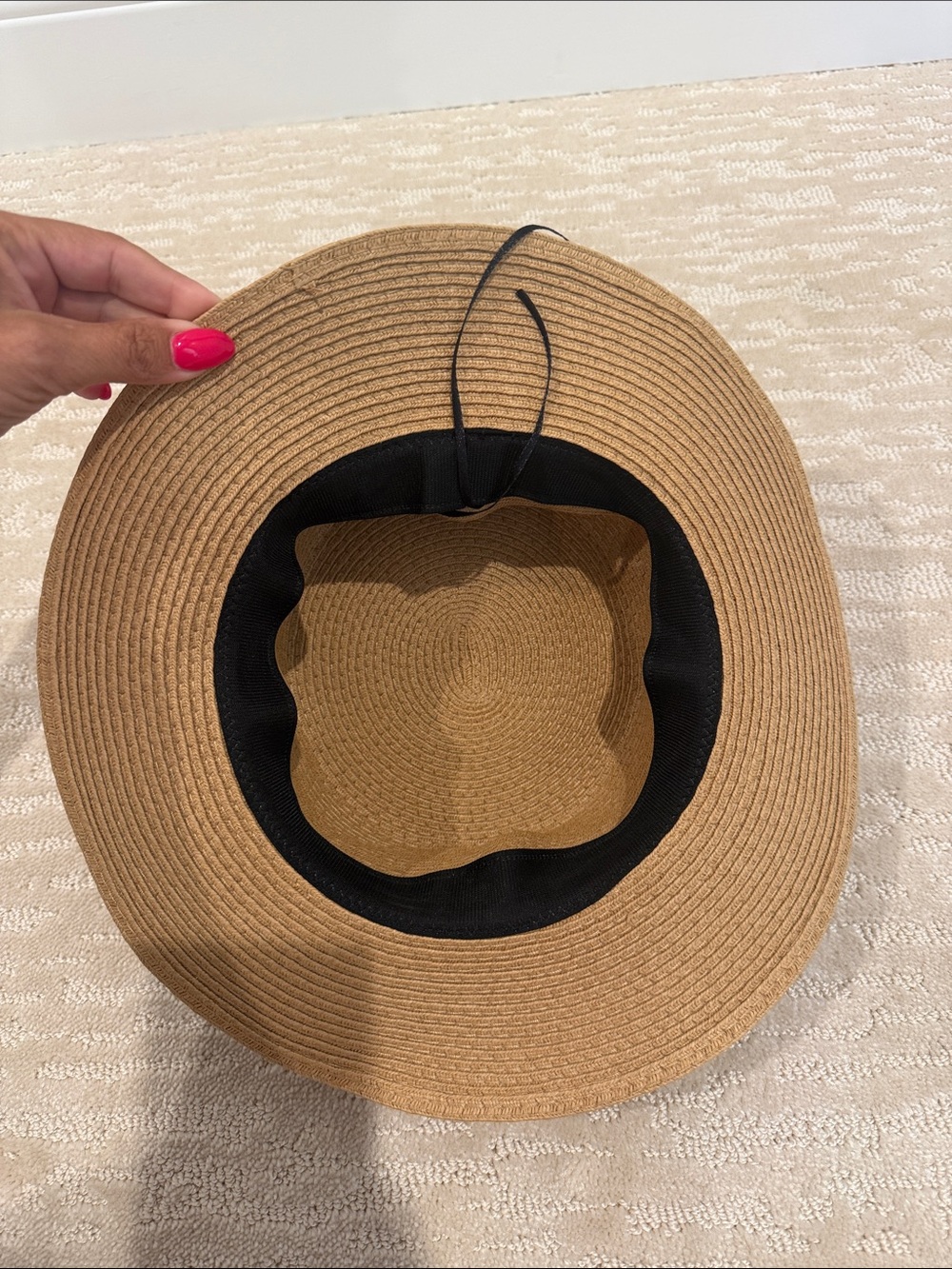Dior Tan Straw Boater with Navy Christian Dior Band and Crystal Trim - Picture 2 of 2